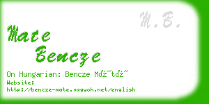 mate bencze business card